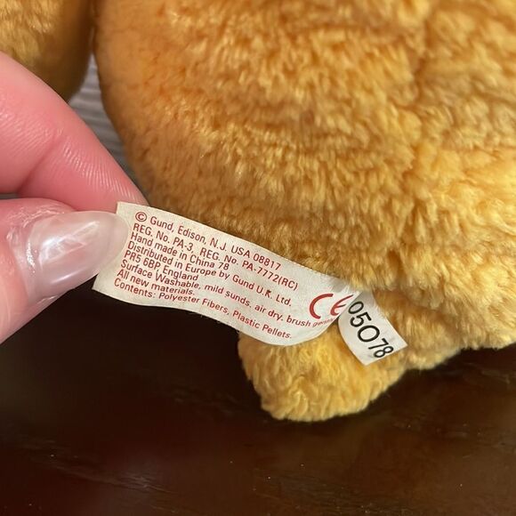 Gund Orange Teddy Bear with Red Bow Excellent Condition 10” Long BrAun - Picture 5 of 8